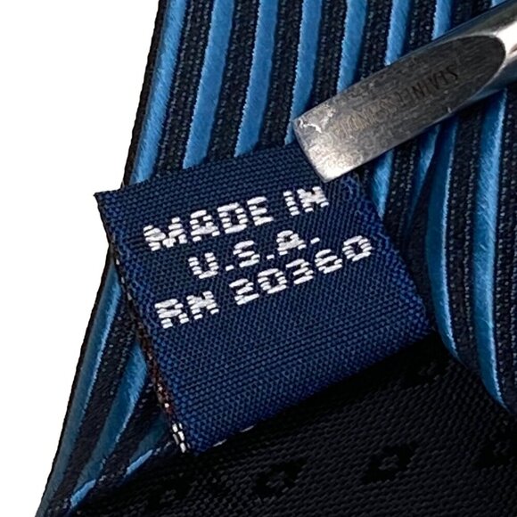 Nob Hill Collection Striped Silk Tie Made In USA Hand Fashioned Italy Blue Black - Picture 4 of 14